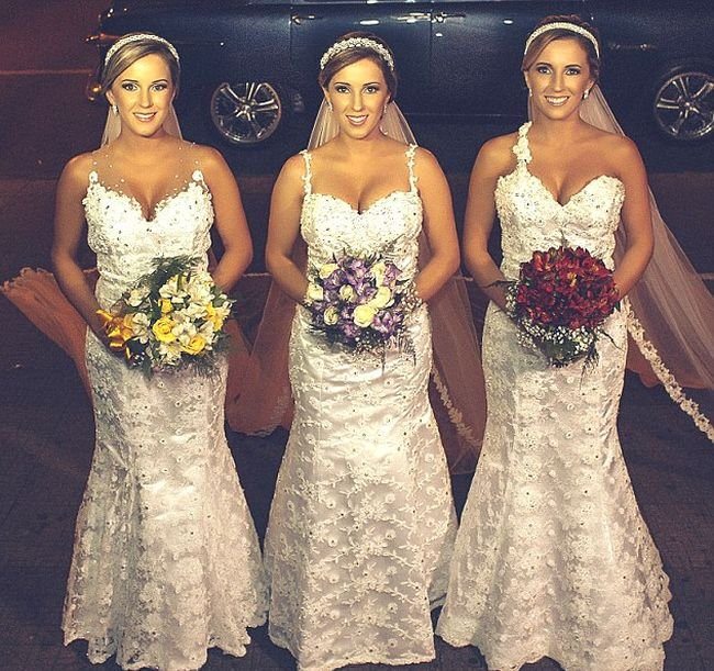 Свадьба сестер-тройняшек (6 фото)